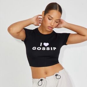 Garage Black 'I Heart Gossip' Crop Top